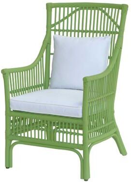 Rattan Slat Back Cushioned Arm Dining Accent Chair by East at Main - 24x25.5x39.25