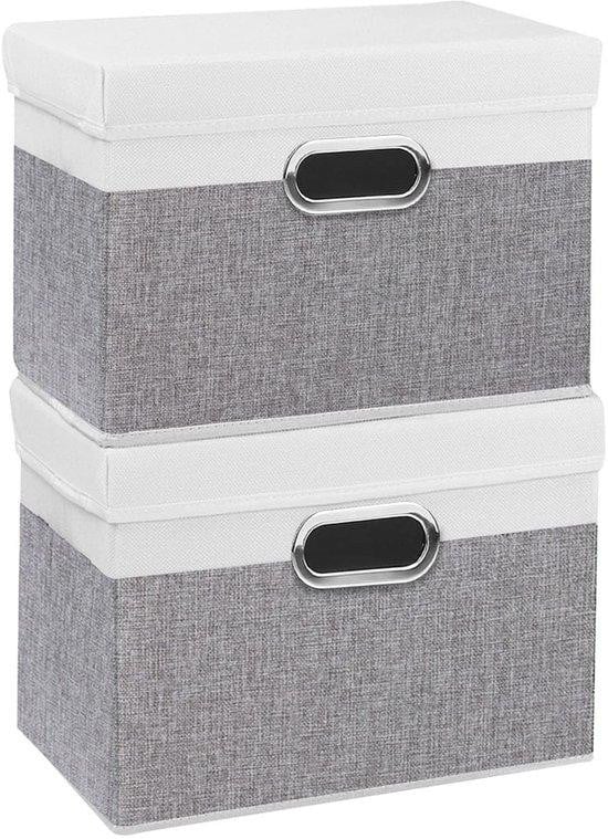Benza Opvouwbare opbergbox met deksel en metalen handgrepen in solid kleur
