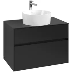 Villeroy & Boch Waschbeckenunterschrank Collaro C03700, Eckig, Volcano Black, 800x548x500mm, mit SoftClosing, 2 Auszüge, Hahnlochbohrung werkseitig vorgebohrt
