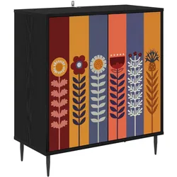 vidaXL, Kommode + Sideboard, Sideboard ESSEN Schwarz Eichen-Optik 69 x 33 x 76 cm (33 x 33 x 76 cm)