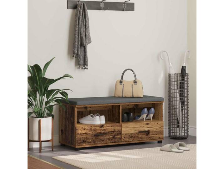 Vestiaire - meuble d entree Vidaxl Banc d'entrée avec coussin Bois ancien 100 x 38 x 46 cm