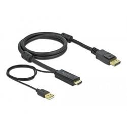 Delock HDMI / DisplayPort / USB Anschlusskabel HDMI-A Stecker, USB-A Stecker, DisplayPort Stecker 1 m Schwarz 85963 vergoldete Steckkontakte DisplayPort-Kabel