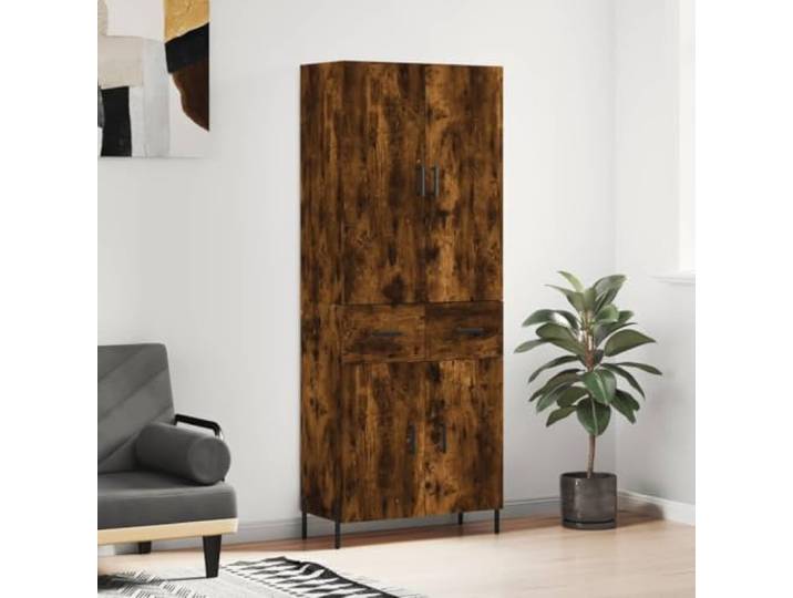 Elegantes Aufbewahrungsmöbel für die Wohnungseinrichtung: Highboard Räuchereiche fürs Wohnzimmer, Modernes Highboard mit Metallfüßen, Stilvolles mit viel Stauraum