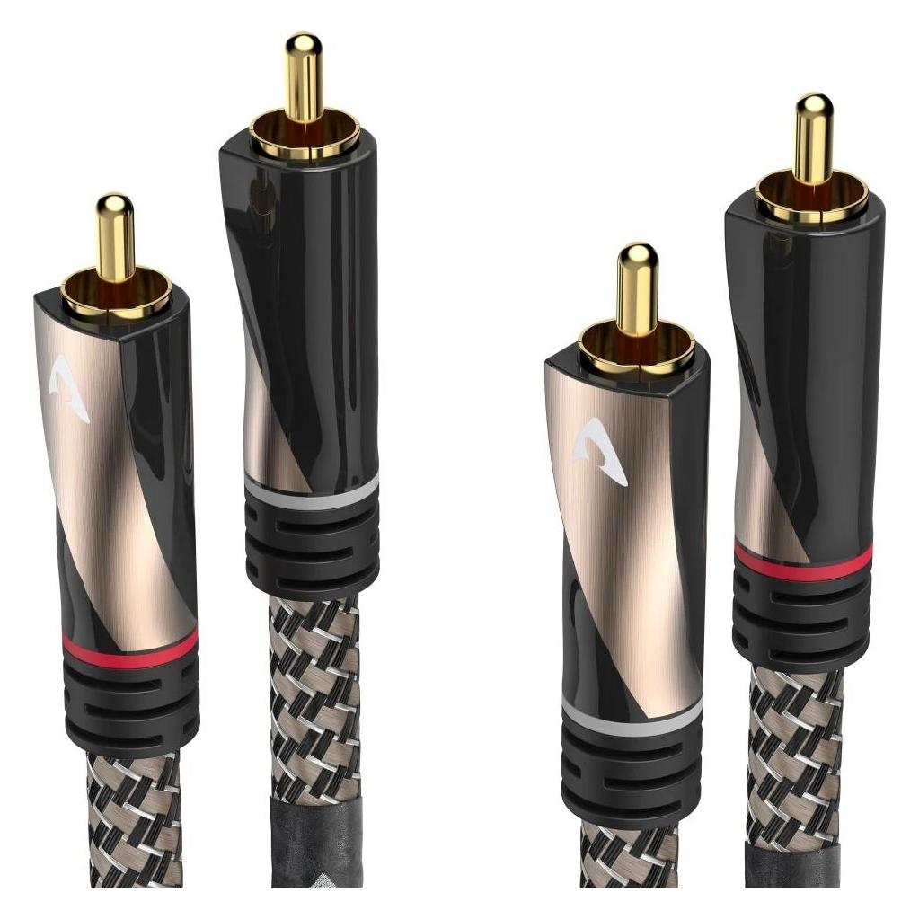 Avinity Audio-Kabel, 2 Cinch-Stecker - 2 Cinch-Stecker, Gewebe, vergoldet, 1 m (1 m, Cinch Kabel) (00107624)