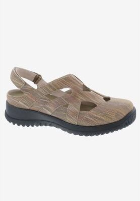 Extra Wide Width Women's Drew Smiles Flats by Drew in Khaki Stripe Leather (Size 5 WW)