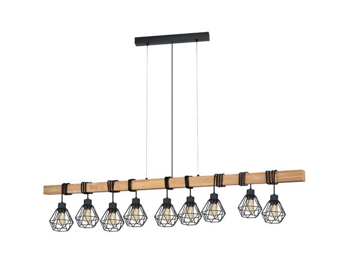 Eglo Pendellampe Townshend 5 Braun/schwarz Holz/Stahl B 20 cm