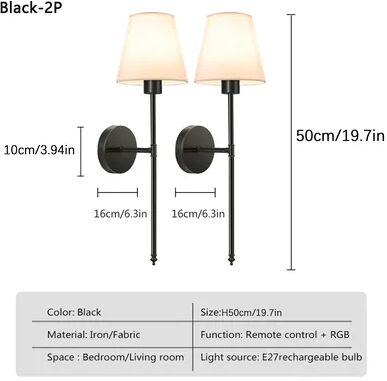Friendly Fresh Finds Rechargeable Wall Sconce Wireless Wall Light With RGB Dimmable LED Remote Control black