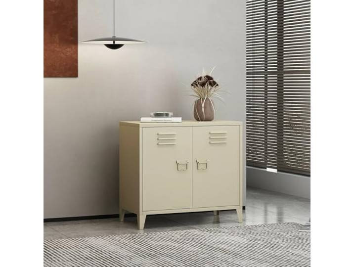 Dmora Anrichte Himbeere 80x40x73h cm Weiß, 1 Boden, 2 Türen
