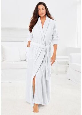 Plus Size Women's Long Terry Robe by Dreams & Co. in White (Size 1X)