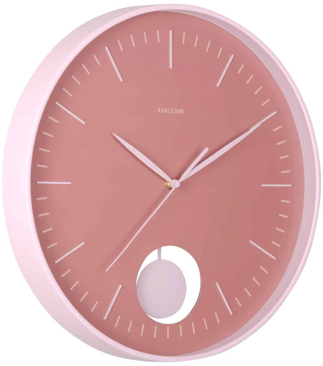 Karlsson Wandklok Grato Pendulum Analoog - Lichtroze - Ø40,6 cm - Modern