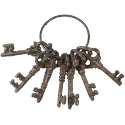 Moritz Dekorativer Schlüsselbund mit 7 antiken Schlüsseln aus Gusseisen, Vintage-Stil, 12x6 cm, schwer & detailreich, für Wanddeko, Schlüsselbrett