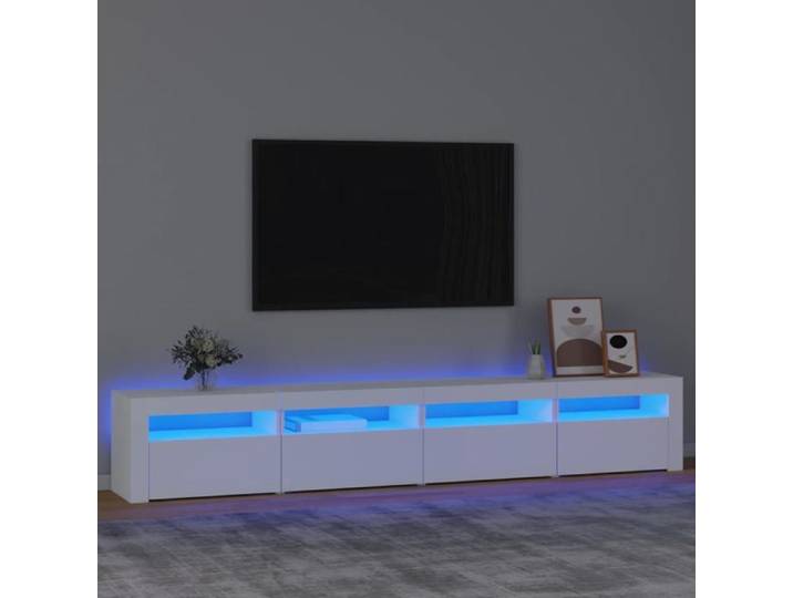 Meuble TV à LED-Banc TV avec lumière LED Blanc 240x35x40 cm 323033