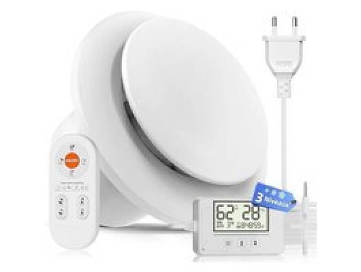 Ventilateur extracteur dair 100mm 5 modes 3 vitesses - Télécommande affichage température humidité STATION METEO
