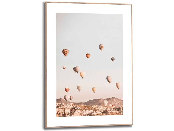Bild REINDERS Gerahmtes Bild Heissluftballon Ballonfahrt - Kappadokien - Freiheit , grün (farbe bild(er): khaki), B:50cm H:70cm, MDF, Bilder, Bild