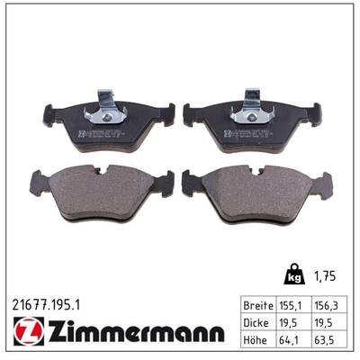 ZIMMERMANN Bremsbelagsatz, Scheibenbremse 21677.195.1 Vorderachse für BMW