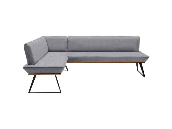 Voleo Eckbank, Grau, Schwarz, Eiche, Metall, Eiche, massiv, 5-Sitzer, L-Form, 243x163 cm, Stoffauswahl, in den Filialen seitenverkehrt erhältlich, Esszimmer, Bänke, Eckbänke