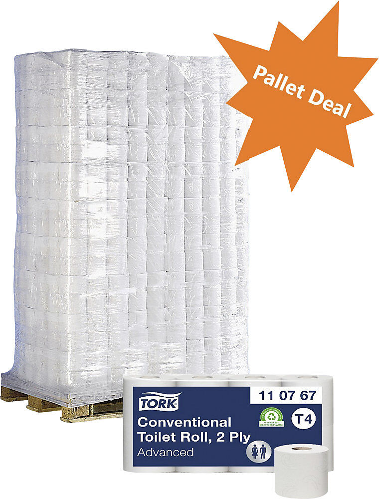 Toilettenpapier, Haushaltsrolle, Tissue, 2-lagig, Palette mit VE 1920 Stk, weiß TORK