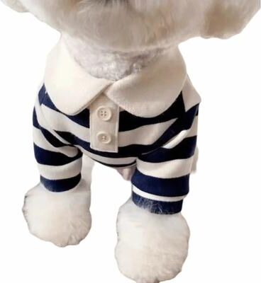 Inspire Essentials Fashion Striped Dog Shirt With Cooling Vest Design navy Blue s