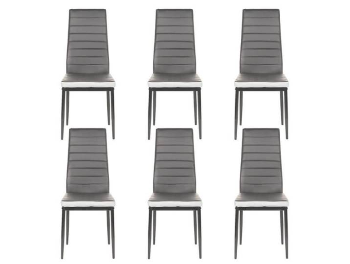 Lot de 6 chaises salle à manger - Gris - Design contemporain - Cuir PU écologique