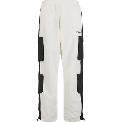 Jogginganzug FUBU "Fubu Fubu Corporate Cargo Trackpants", Herren, Gr. S, schwarz-weiß (sanftes weiß, schwarz), 100% Polyester, unifarben, Sportanzüge Jogginganzug