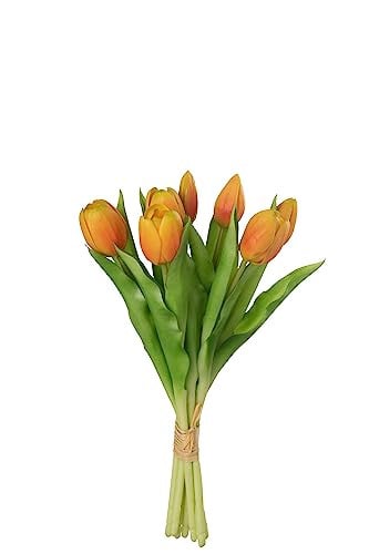 J-Line Kunstbloemen Boeket Tulpen 7 Stuks Oranje Small