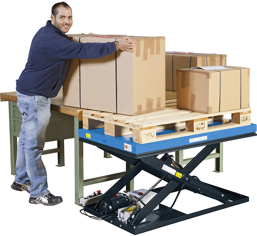kaiserkraft Kompakt-Hubtisch, Plattform LxB 1300 x 800 mm, Tragfähigkeit 1000 kg, Betriebsspannung 230 V