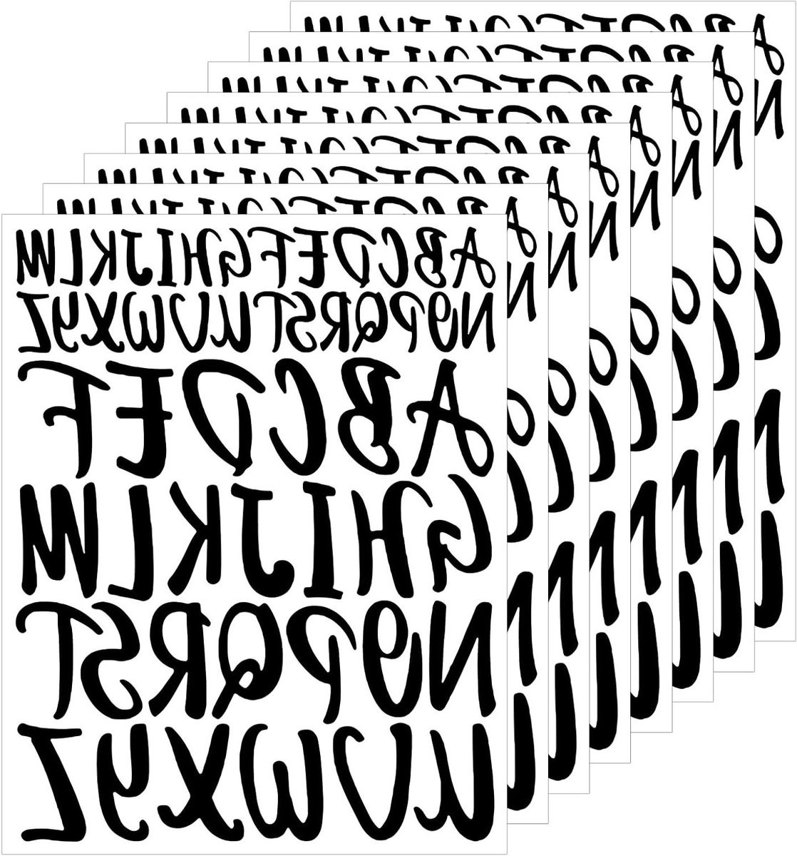8 Vel Zelfklevende Hoofdletters Stickers Zwart, Waterdichte Vinyl Alfabet Stickers voor Scrapbooking en Decoratie, Grootte: 2.5 cm tot 5 cm