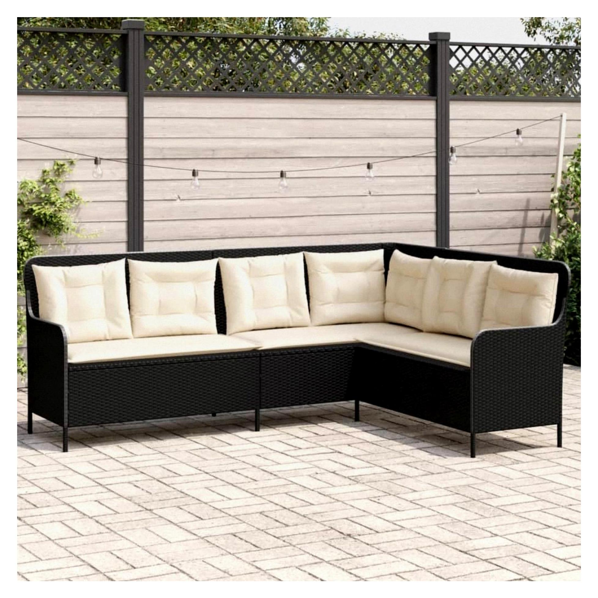 Gartenmöbel Set Lounge Balkon L-Form Loungemöbel Balkonsofa Gartensofa Poly Rattan Schwarz 5-Sitzer 221 x 163 x 90 cm