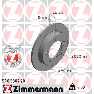 ZIMMERMANN Bremsscheibe COAT Z 540.5307.20 Vorderachse voll 290mm 10mm für Suzuki