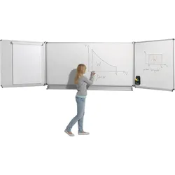 Whiteboard Wandklapptafel aus Premium Stahlemaille, Serie KLE, weiß