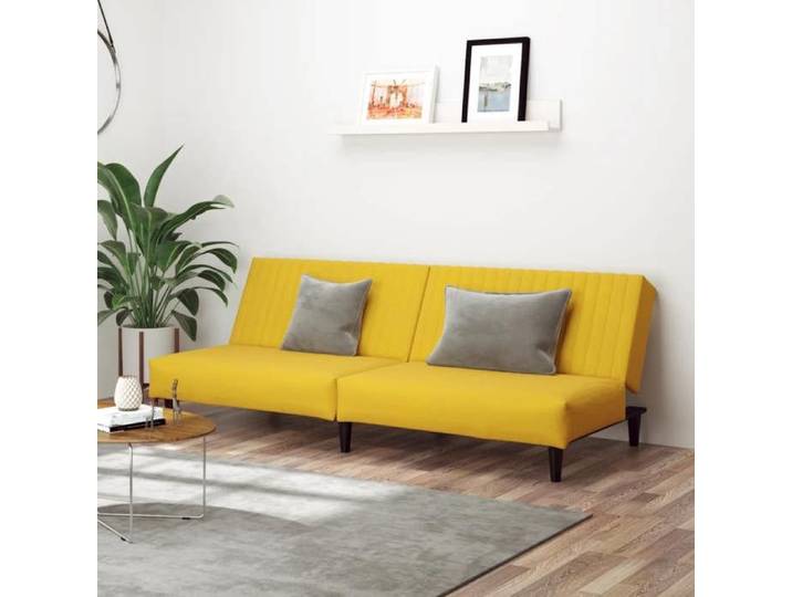 Clarence* Canapé à Bras/Sofa-lit - Loveseat convertible 2 places jaune velours &Europ2515429