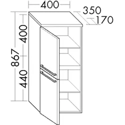 Burgbad Halbhoher Schrank bel Lack Hochglanz 867x400x175 Schwarz Hochglänzend, UHBG040LF1224 UHBG040LF1224