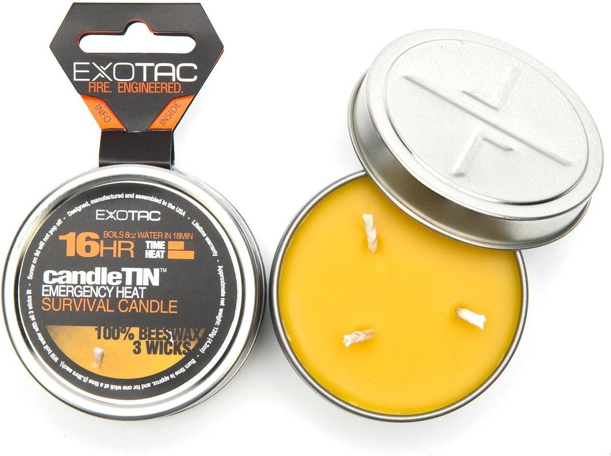 Exotac CandleTIN Large Hot Burn Bijenwax kaars