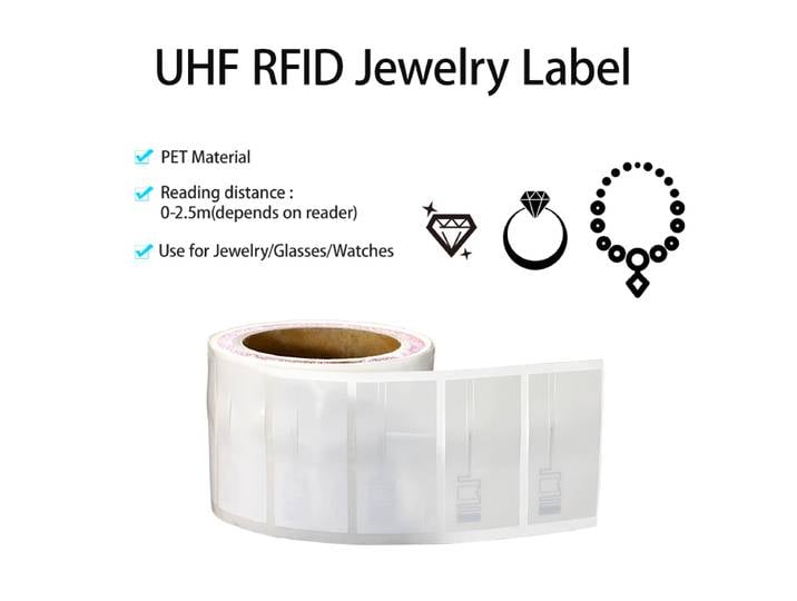 Étiquette RFID UHF passive, 1000 pièces, 860-960Mhz, portée de lecture de 4m, matériau PET, étiquette de bijoux RFID pour la gestion des bijoux