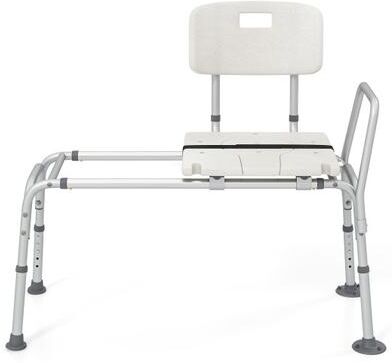 Costway Sliding Tub Transfer Bench with Extra-Wide Seat for Elderly and Disabled