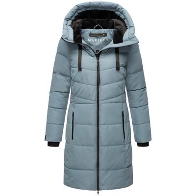 Winterjacke MARIKOO "Natsukoo XVI", Damen, Gr. M, blau (powder blau), Obermaterial: 100% Polyester, Jacken Winterjacke, Stepp Mantel mit großer Kapuze, Topseller