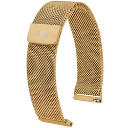 Hirsch 30161410-1-22 Milanaise Uhrenarmband 22 mm Goldfarben