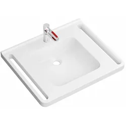 HEWI Produktset Waschtisch und Armatur, alpinweiß, Rubinrot