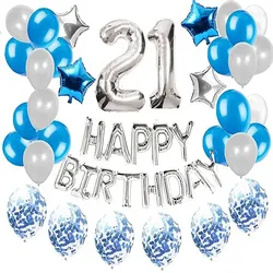 Ballon-Set zum 21. Geburtstag – silber – blau