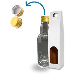 Espírito rebelde 20 Mini Glasflaschen 40 ml mit Weißen Boxen, Ideal für Hochzeit, Whisky, Rum, Soßen, Stilvolle Gastgeschenke
