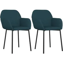 vidaXL Esszimmerstühle 2 Stk. Blau Samt