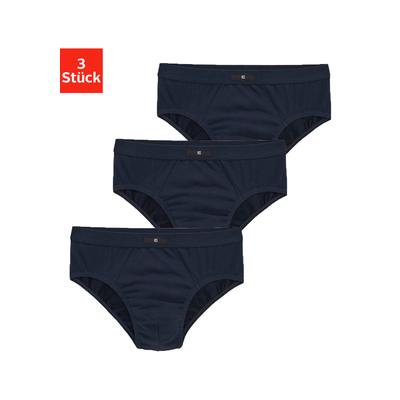 Slip H.I.S, Herren, Gr. L, 3 Stk., blau (marine), Jersey, Obermaterial: 95% Baumwolle, 5% Elasthan, unifarben, körpernah, Unterhosen Slip, ohne Seitennaht