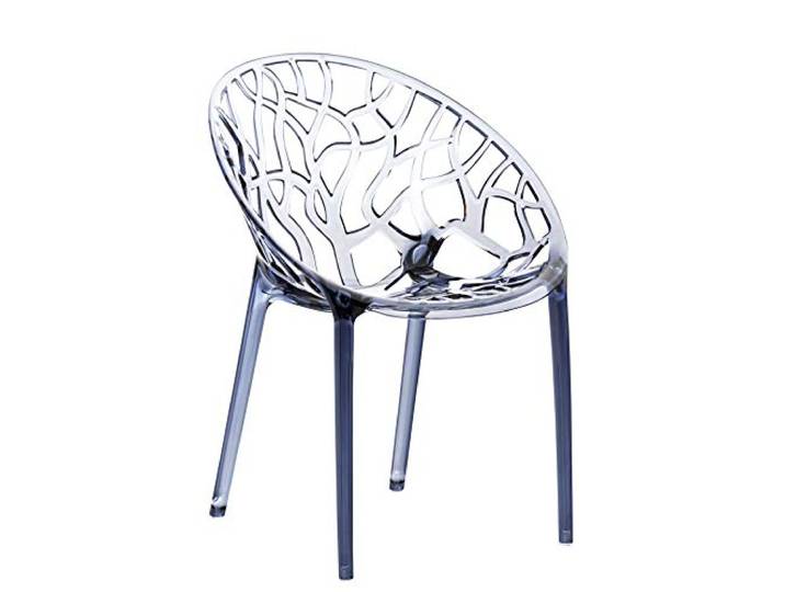CLP Design-Gartenstuhl Crystal Kunststoff I Wetterbeständiger Stapelstuhl I Max. Belastbarkeit: 160 kg Farbe grau
