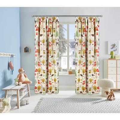 Verdunkelungsvorhang OTTO HOME "Waldtiere" Gr. 2, bunt (beige, bunt), B:130cm H:175cm, Polyester, Gardinen, blickdicht, bedruckt, verschiedene Größen