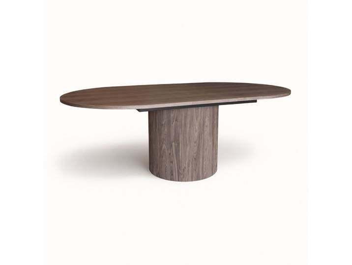 Table extensible ovale effet bois couleur noyer 180-220cm