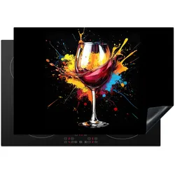 HERDABDECKPLATTE Wein - Glas - Graffiti - Getränk - Rot - Farbe Induktionsmatte 77x51 cm