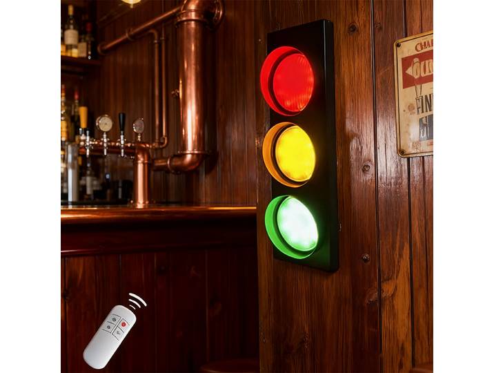 Feu de circulation applique LED 3 couleurs avec télécommande Vintage feux de signalisation amusant Restaurant Bar salon décor éclairage mural
