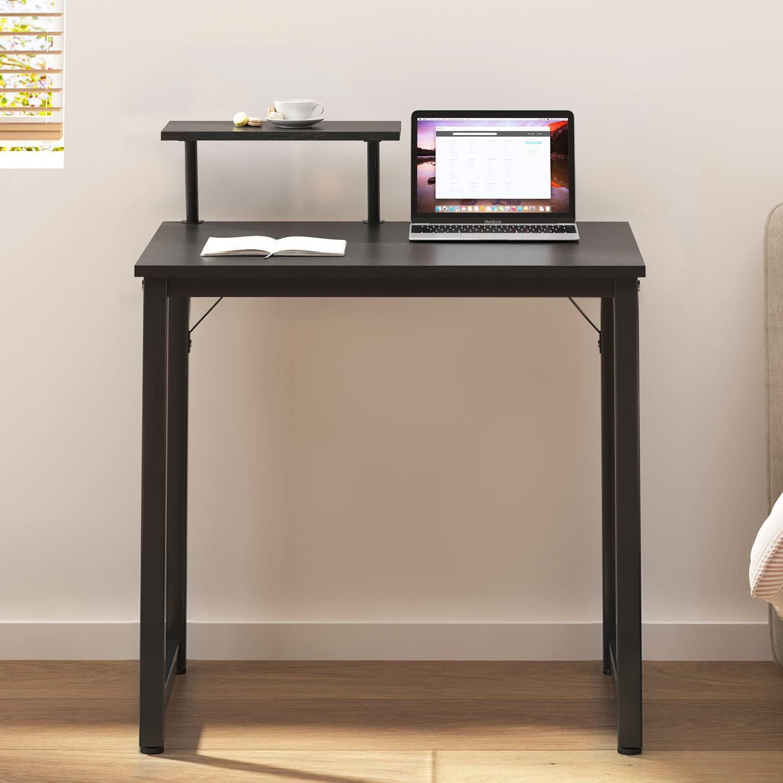 Selius Compact Computer Bureau voor PC en Laptop, Zwart, B: 80 cm, D: 40 cm