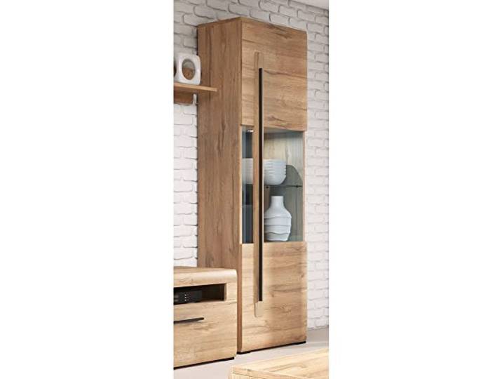 Lomadox Vitrinenschrank Eiche Grandson Nb. mit LED Beleuchtung, B/H/T: ca. 60/204/39 cm
