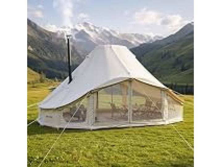 VEVOR Tente Yourte en Toile, Tente Cloche 6x4x3,1 m pour 4 Saisons, Camping Familial, Glamping, Chasse, Événements Plein Air, Jusqu'à 12 Personnes, avec Passage pour Conduit de Poêle, Tapis Amovible